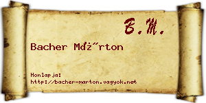 Bacher Márton névjegykártya